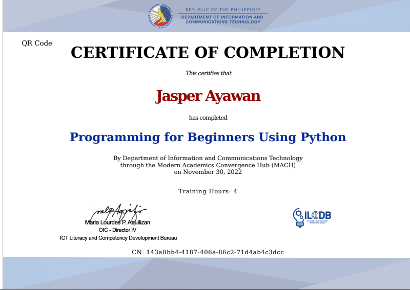 my second certificate